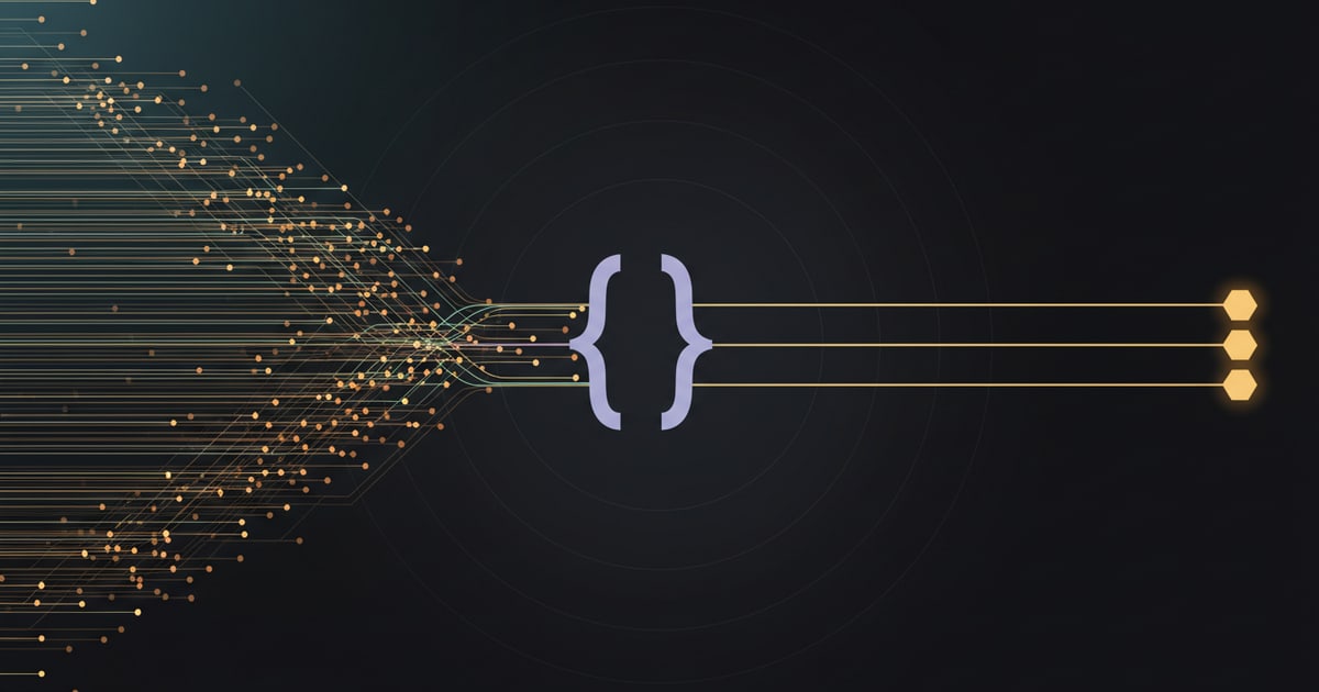 Many AI-generated code commits converging through a narrow gate into only three shipped releases